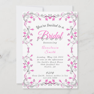 Invitation minimaliste de douche nuptiale rose et 