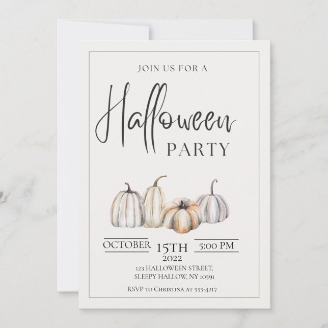 Invitation minimaliste de la fête d'Halloween (Devant)