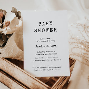 Invitation minimaliste de machine à écrire de Baby