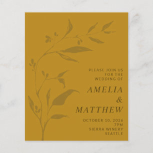 Invitation minimaliste de mariage botanique jaune