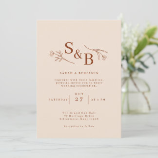 Invitation minimaliste de Mariage de automne rusti
