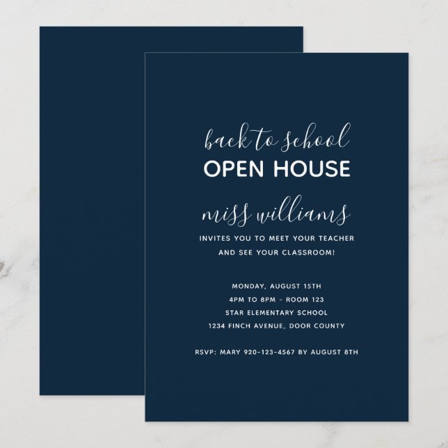 Invitation minimaliste de retour à l'école (Devant / Derrière)