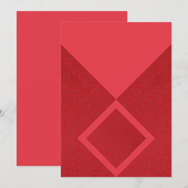 Invitation minimaliste diamant rouge gras - Person (Devant / Derrière)