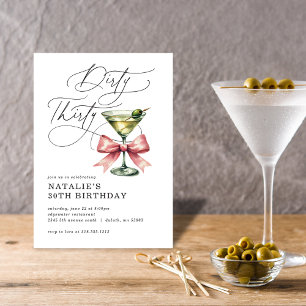 Invitation Minimaliste Dirty Thirty Martini Rose Anniversaire