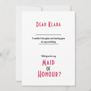 Invitation minimaliste du Mariage Maid of Honor