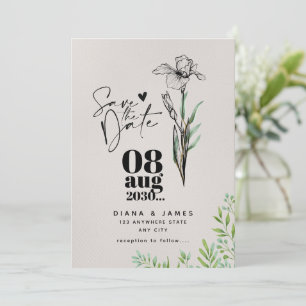 Invitation Minimaliste Économisez la date de mariage aux fleu