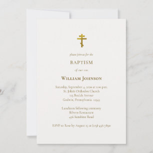 Invitation Minimaliste Élégant Baptême chrétien orthodoxe