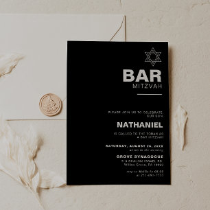 Invitation Minimaliste Élégant Formel Barre Noire Mitzvah
