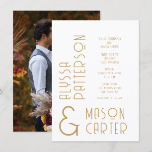 Invitation Minimaliste Elegant Gold Mariage photo moderne