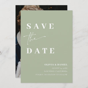Invitation Minimaliste Elegant Sage Green Photo Enregistrer l