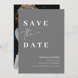 Invitation Minimaliste Elegant Simple Grey Photo Enregistrer