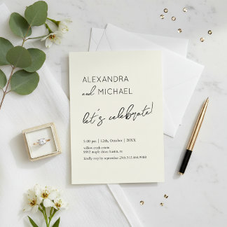 Invitation Minimaliste Élégant Typographie de Fiançailles Crè