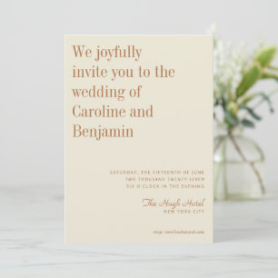 Invitation Minimaliste Élégante Crème rouille Dusty Mariage m