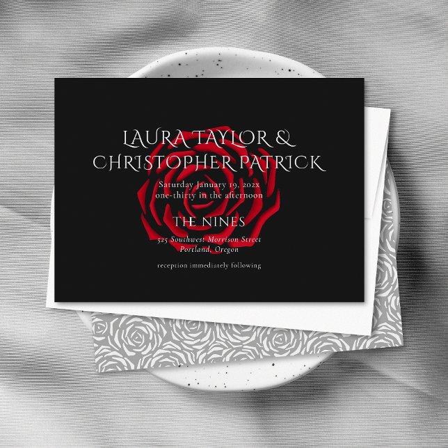 Invitation minimaliste Élégante Rose Rouge (Créateur téléchargé)