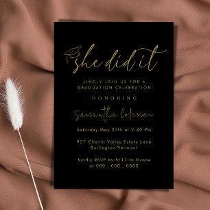 Invitation Minimaliste elle l'a fait Modern Graduation Part