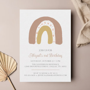 Invitation Minimaliste en terre cuite Boho Rainbow fête d'ann
