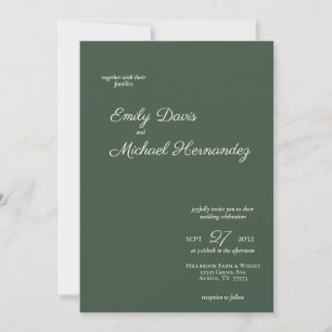 Invitation minimaliste en vert mousse des Highland