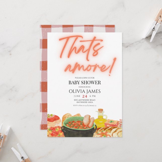 Invitation Minimaliste et baby shower (Devant/Arrière en situation)