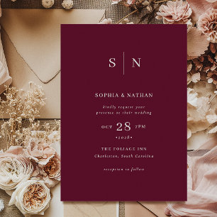Invitation Minimaliste et Chic Mariage Bourgogne