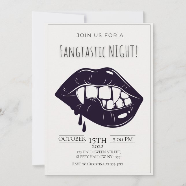 Invitation minimaliste Fangtastic Halloween Party (Devant)