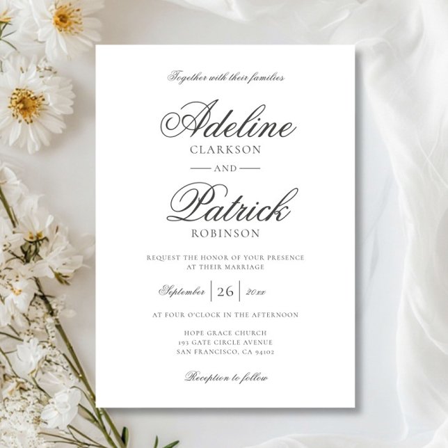 Invitation Minimaliste Fantaisie Noir Calligraphie Mariage (Créateur téléchargé)