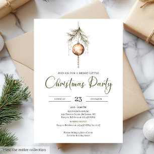 Invitation Minimaliste Fête de Noël Brun Clair Sage Neutre