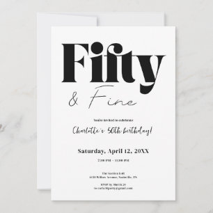 Invitation Minimaliste Fifty & Fine 50e Anniversaire
