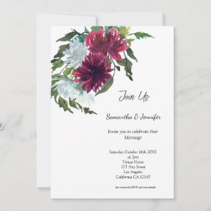 Invitation Minimaliste Gay LGBGQ QR Code Floral Mariage