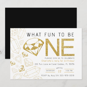 Invitation Minimaliste Gold Gem Premier anniversaire Invitati