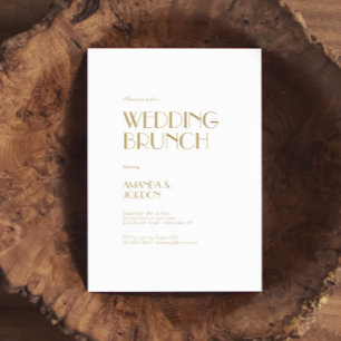Invitation Minimaliste Gold Moderne Art Déco Mariage Brunch