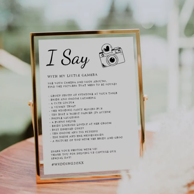 Invitation Minimaliste I Spy Mariage Jeu, Fun Réception Chass (Minimalist I Spy Wedding Game, Fun Reception Hunt Invitation)