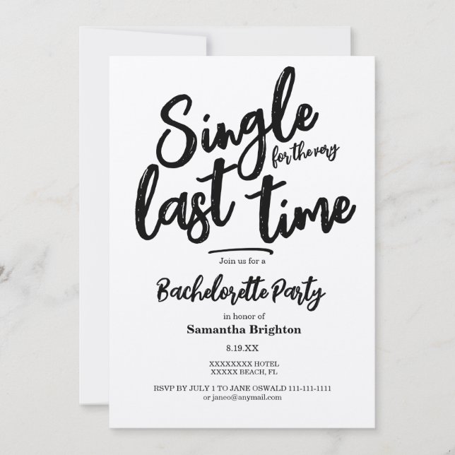 Invitation minimaliste Kraft Bachelorette Party (Devant)