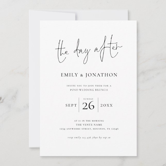 Invitation Minimaliste Le Jour Après Le Brunch Mariage (Devant)