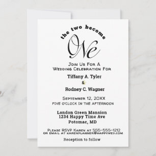 Invitation Minimaliste Les Deux Deviennent Un Mariage Blanc