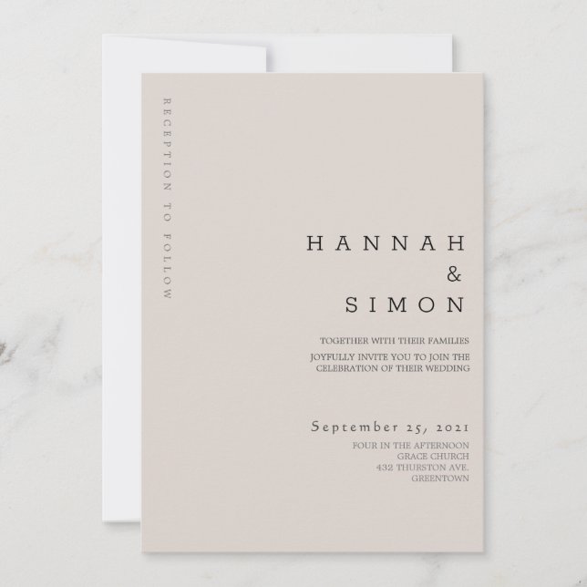 Invitation minimaliste Mariage de automne moderne (Devant)