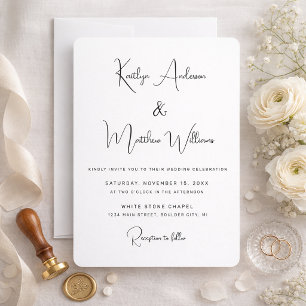 Invitation Minimaliste Mariage Élégant Typographie Moderne Bl