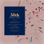 Invitation Minimaliste Marine Blue Gold 30e anniversaire<br><div class="desc">30e anniversaire minimaliste de l'or bleu marine. Entièrement personnalisable. Personnalisez facilement le texte et modifiez la police et les couleurs arrière - plans si vous le souhaitez via l'option Modifier plus.</div>