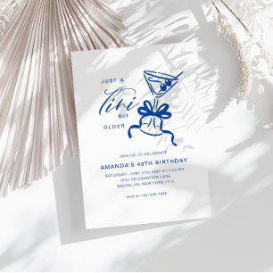 Invitation Minimaliste Martini Chic Anniversaire Bleu 