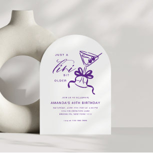 Invitation Minimaliste Martini Chic Arc de Violet pour Annive