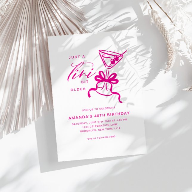 Invitation Minimaliste Martini Chic Magenta Anniversaire  (Créateur téléchargé)