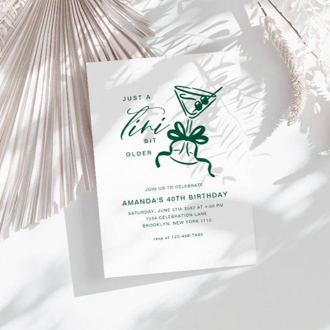 Invitation Minimaliste Martini Chic Vert Anniversaire  (Créateur téléchargé)