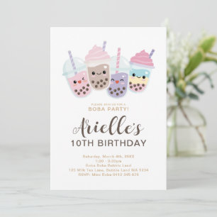 Invitation Minimaliste Mignonne pour Thé au Lait a