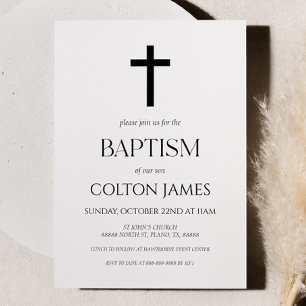 Invitation Minimaliste Minimaliste Simple Baptême Élégant