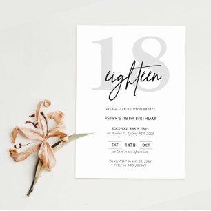 Invitation minimaliste moderne 18e anniversaire de