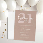 Invitation Minimaliste Moderne 21ème Anniversaire<br><div class="desc">Cette invitation minimaliste à la fête du 21ème anniversaire de typographie est parfaite pour une fête d'anniversaire moderne. Le design simple présente une typographie classique avec une touche moderne. Personnalisable dans n'importe quelle couleur. Gardez le design minimal et élégant, en l'état, ou personnalisez-le en ajoutant vos propres graphiques et artwork....</div>