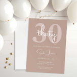 Invitation minimaliste moderne 30e anniversaire de<br><div class="desc">Cette invitation minimaliste à la fête du 30ème anniversaire de typographie est parfaite pour une fête d'anniversaire moderne. Le design simple présente une typographie classique avec une touche moderne. Personnalisable dans n'importe quelle couleur. Gardez le design minimal et élégant, en l'état, ou personnalisez-le en ajoutant vos propres graphiques et artwork....</div>