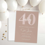 Invitation minimaliste moderne 40e anniversaire de<br><div class="desc">Cette invitation minimaliste à la fête du 40ème anniversaire de typographie est parfaite pour une fête d'anniversaire moderne. Le design simple présente une typographie classique avec une touche moderne. Personnalisable dans n'importe quelle couleur. Gardez le design minimal et élégant, en l'état, ou personnalisez-le en ajoutant vos propres graphiques et artwork....</div>