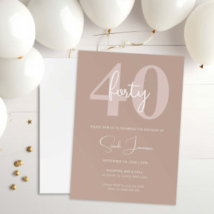 Invitation minimaliste moderne 40e anniversaire de