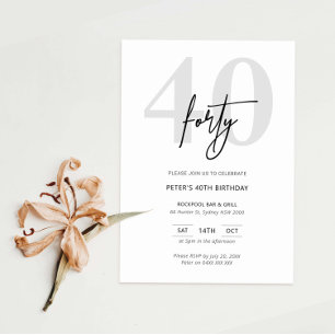 Invitation minimaliste moderne 40e anniversaire de