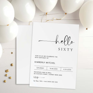 Invitation minimaliste moderne 60e anniversaire de